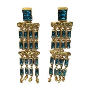 Kendra Scott Jack Statement Vintage Teal Crystal Earrings